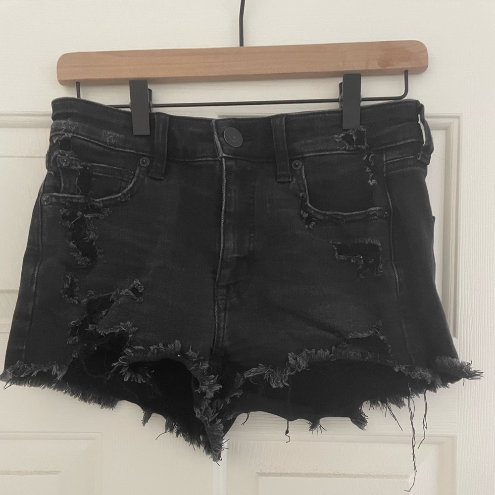 American eagle black denim shorts